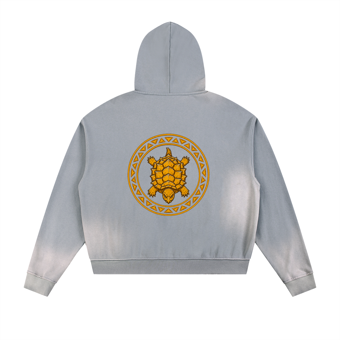 Sun Fade Frayed Raw Edge Fleece Zip Hoodie