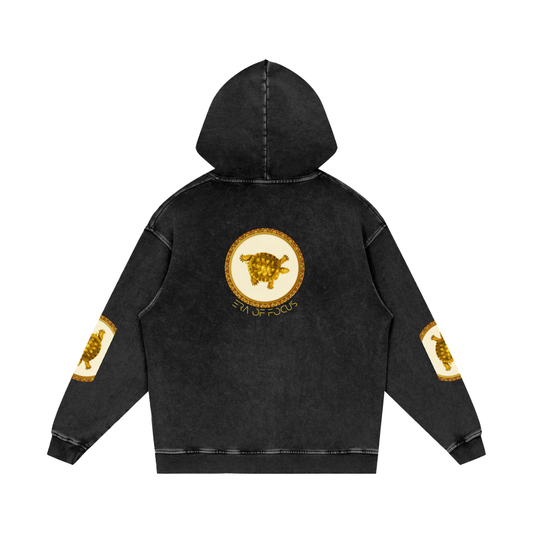 Snow Washed Loose Cotton Hoodie