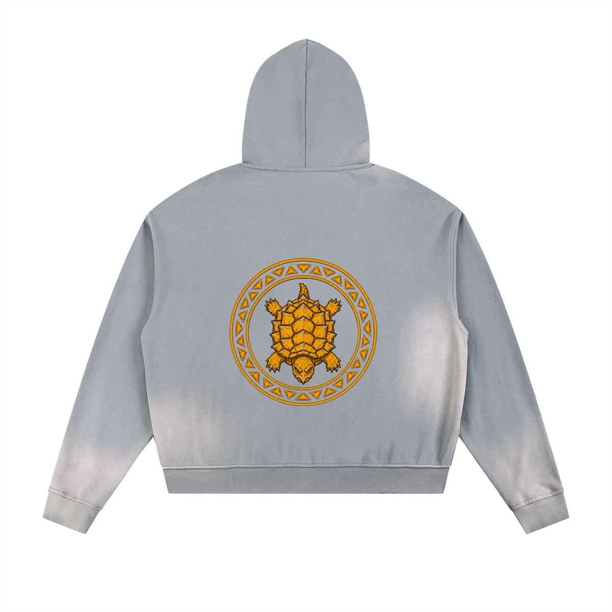 Sun Fade Frayed Raw Edge Fleece Zip Hoodie
