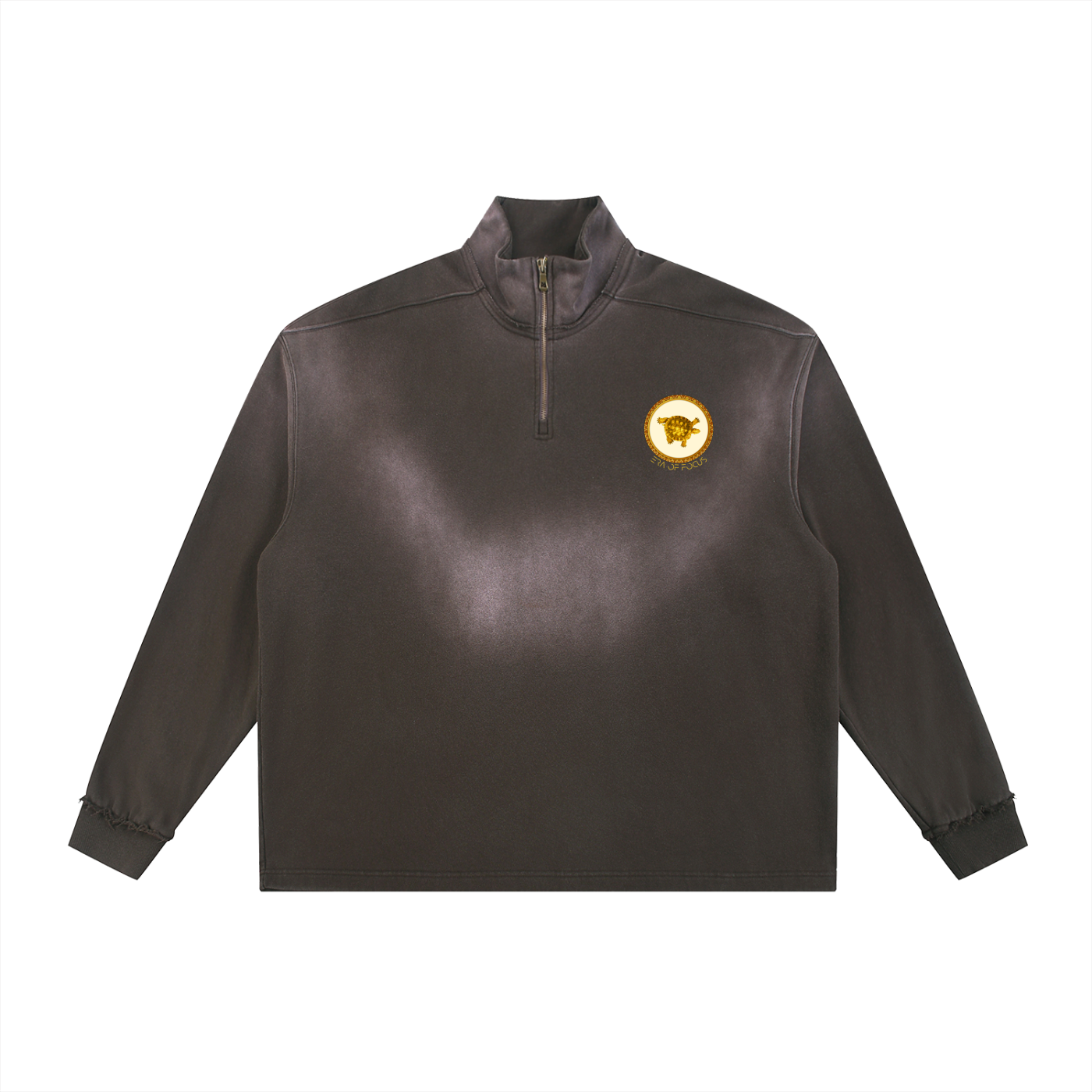 Sun Fade Raw Edge Quarter-Zip Sweatshirt