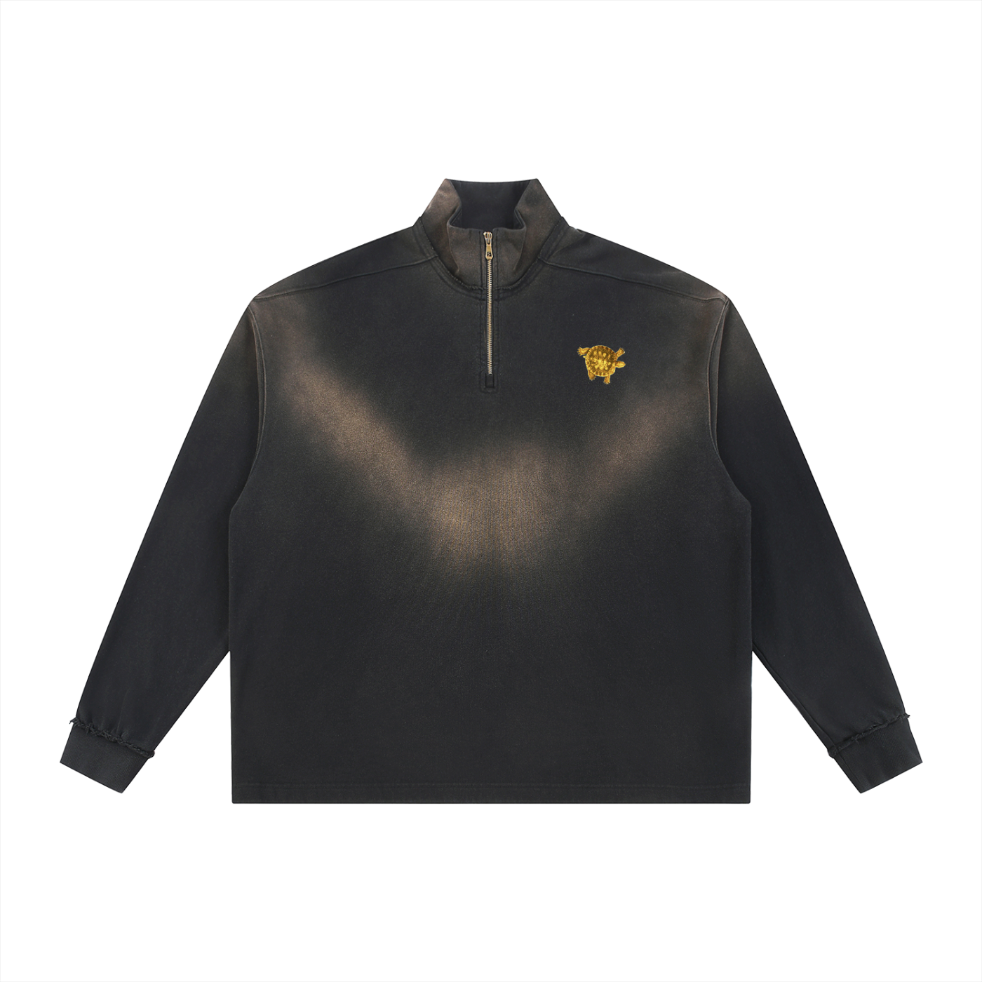 Sun Fade Raw Edge Quarter-Zip Sweatshirt