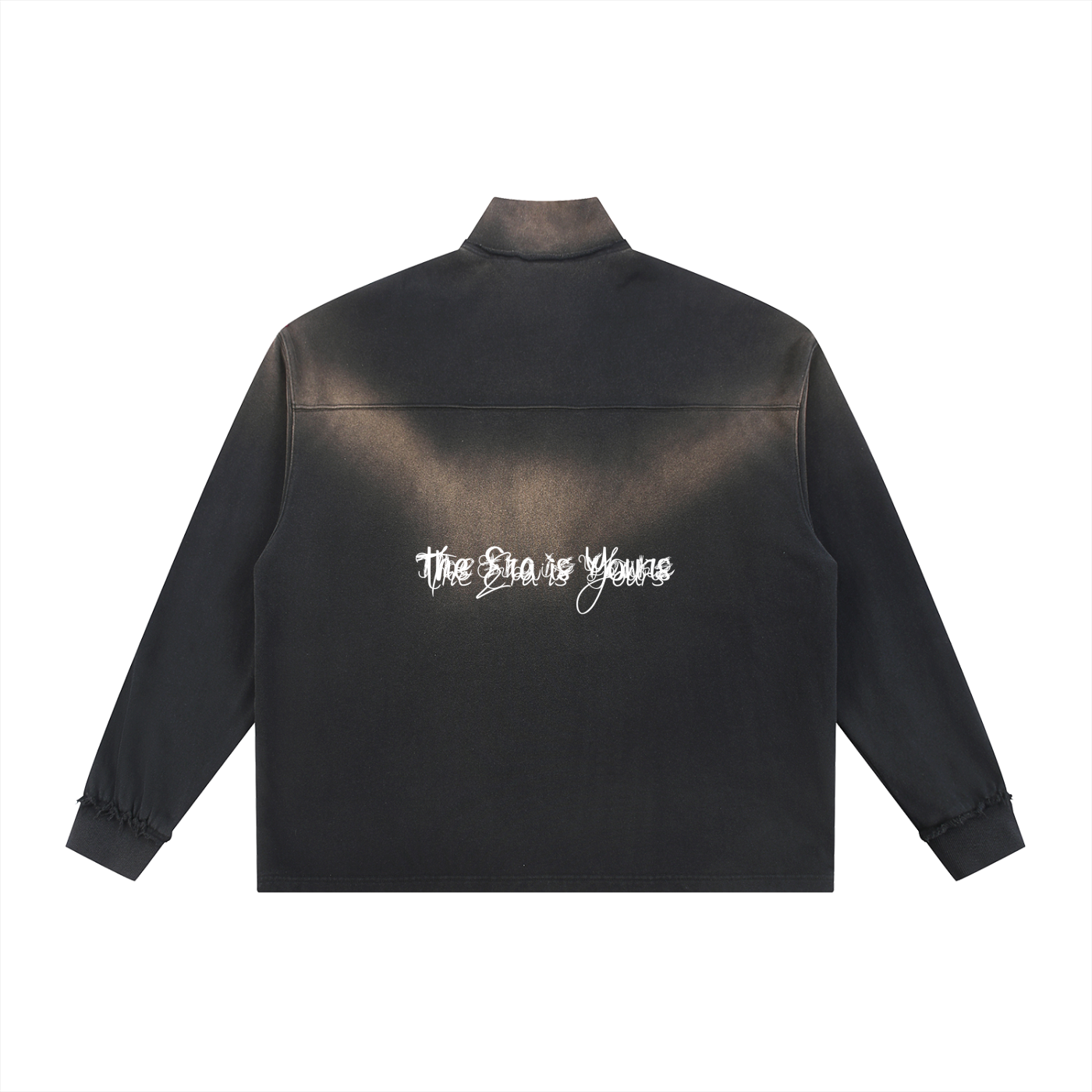 Sun Fade Raw Edge Quarter-Zip Sweatshirt