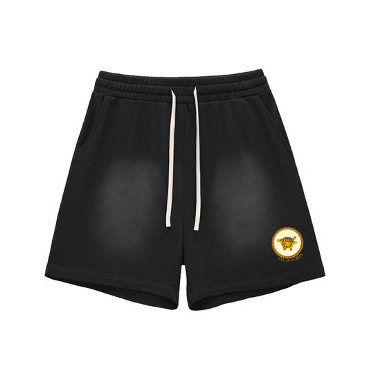 Sun Fade Raw Edge Cotton Shorts