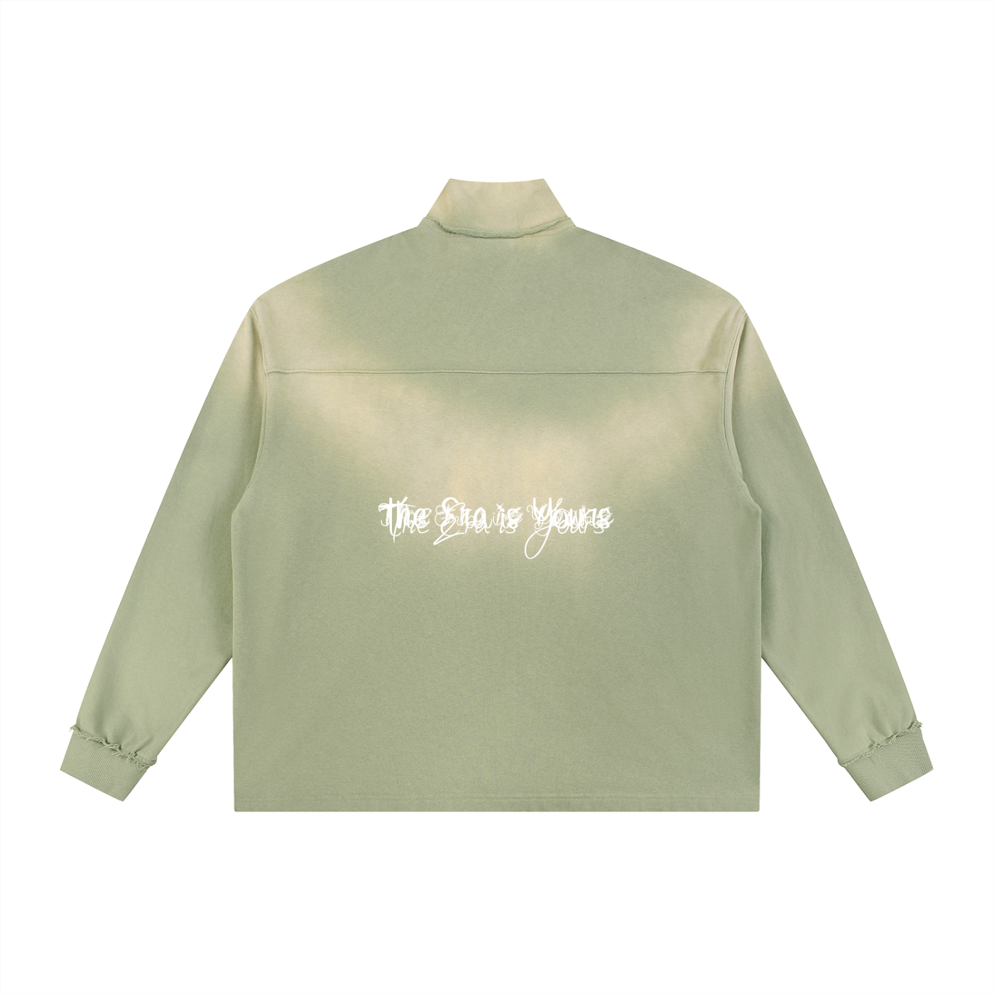 Sun Fade Raw Edge Quarter-Zip Sweatshirt