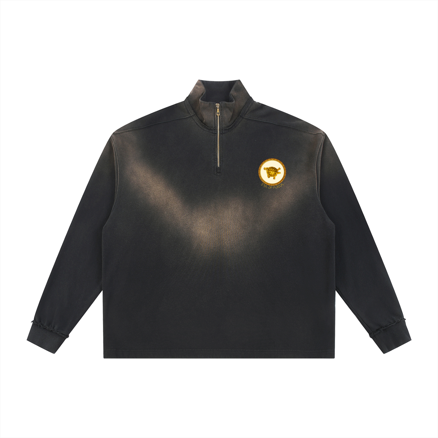 Sun Fade Raw Edge Quarter-Zip Sweatshirt